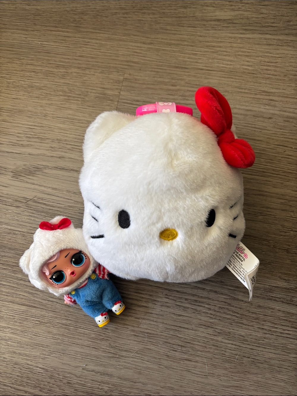 Hello Kitty/LOL doll Reversible Plush Keychain set